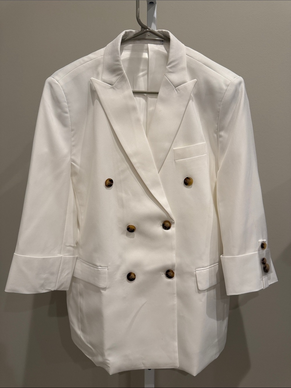 White Double-Breasted Women's Blazer Coat
